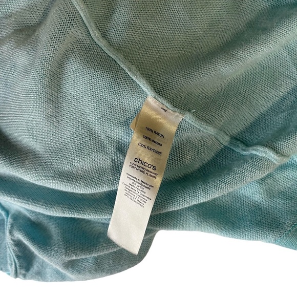 CHICO'S Open Waterfall Lightweight Long Sleeve Cardigan Sweater Sky Blue sz 2 /L - Picture 16 of 16